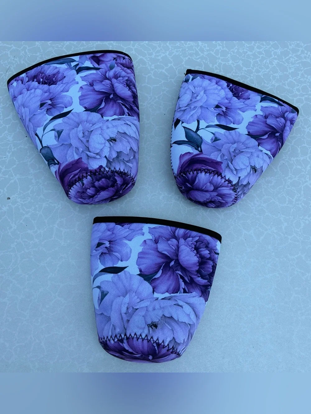 New 3pc. Purple Flower Reusable Cup Sleeves